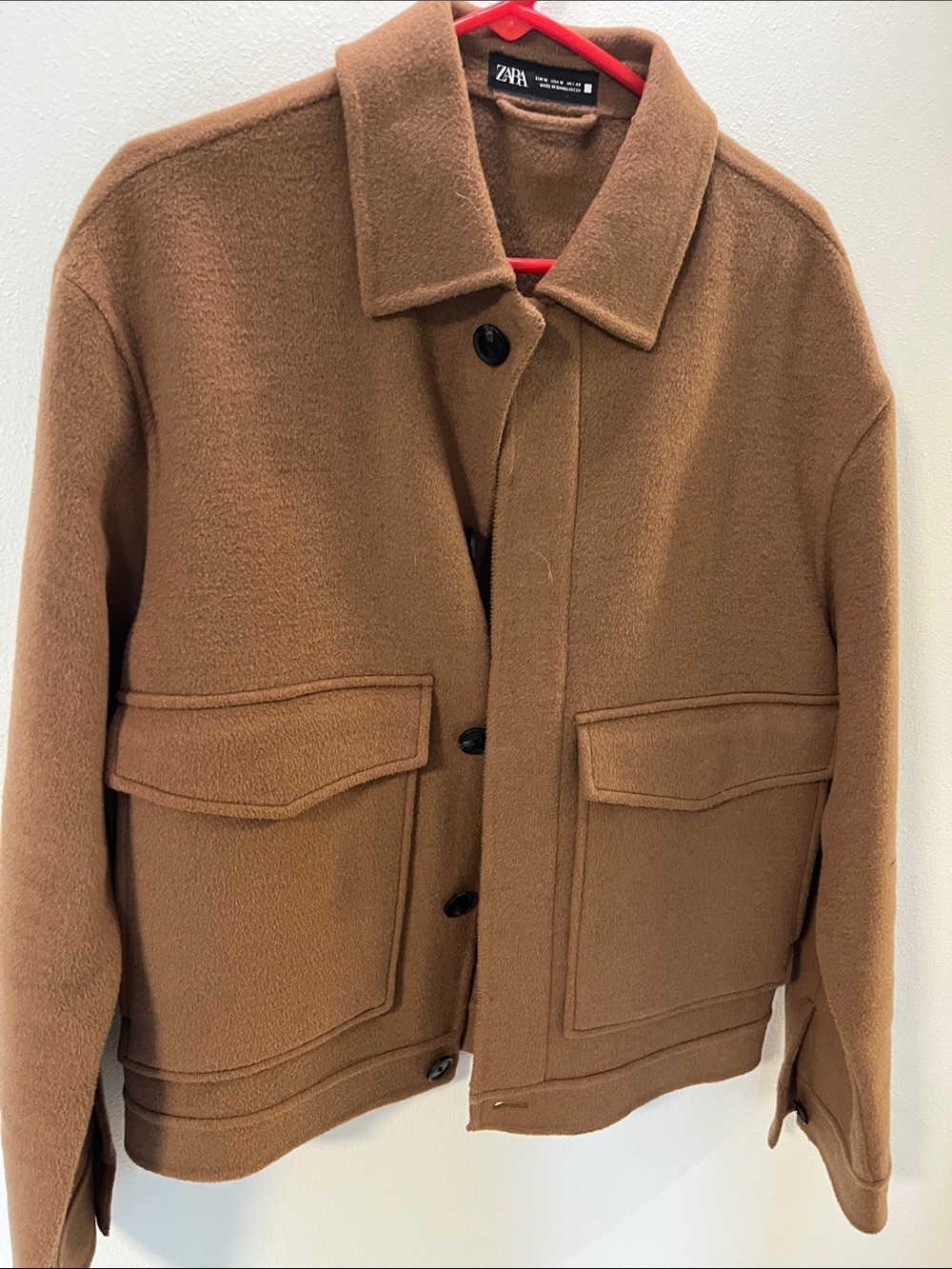 Zara Men's Brown Wool-Blend Jacket